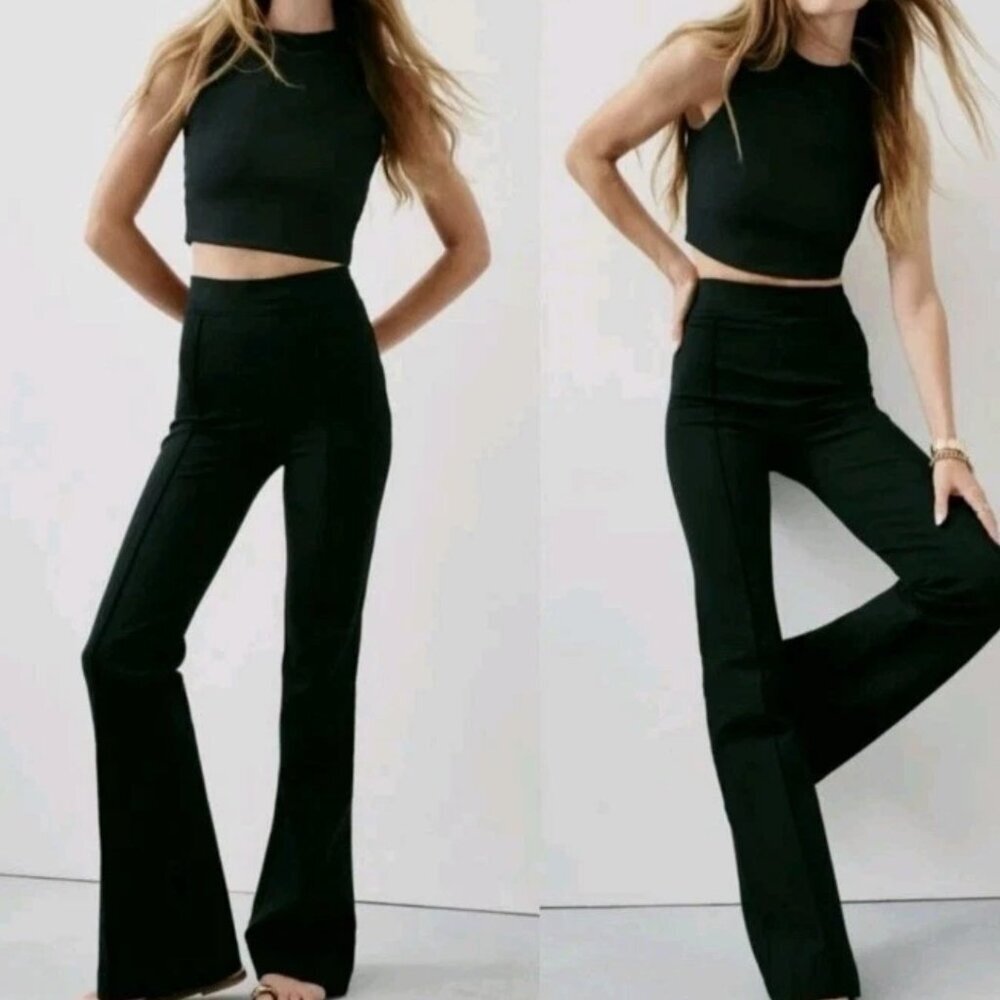 Spanx Womens Perfect Pant Size 3X Petite Hi-Rise Flare Ponte Knit Black NWT Work